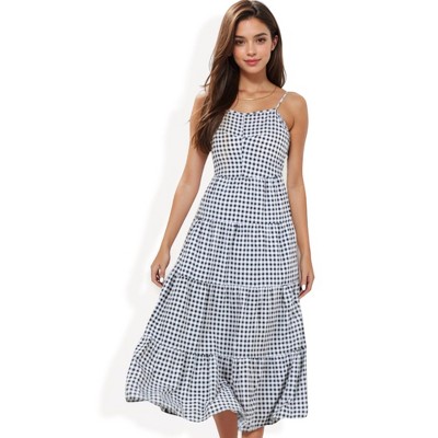 Anna-Kaci Women's Spaghetti Strap Tiered Maxi Dress with Square Neckline and Flowy Skirt