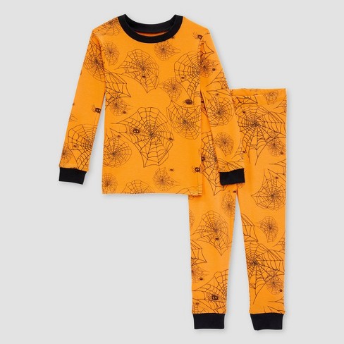 Burt s Bees Baby Boys Halloween Spider Webs Pajama Set Orange