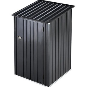 Outdoor Storage Shed, 3x3ft Steel Garden Shed with Single Lockable Door, Durable Tool Storage for Backyard, Patio & Lawn - Dark Gray - 1 of 1