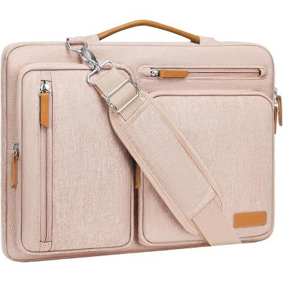 360 protection laptop shoulder bag, 15-15.6 inch computer bag, side opening crossbody bag with 4 zippered pockets