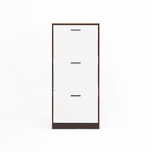 Lirago 3-Door Flip Shoe Cabinet 21.25"x9.44"x47.2" White Panels with Wood Frame-Space-Saving 18-Pair Shoe Organizer - 1 of 4
