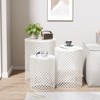 GlasFlength Patio End Tables, 3PCS Modern Cutout Patio Accent Table, Iron Side Table Weather Resistant, Iron Frame Patio Furniture, White 14.5"*19.25" - 2 of 4