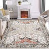 Area Rug with Rubber Backing Vintage Washable Rug Soft Foldable Carpet Low Pile Boho Rugs - 2 of 4
