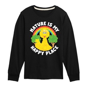 Boys' - Sesame Street - Bb Nature Is My Happy Place-Toddler and Youth Long Sleeve T-Shirt Long Sleeve Graphic T-Shirt - 1 of 3