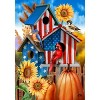 American Fall Birdhouses House Flag Patriotic Autumn Floral 28" x 40" Briarwood Lane - 3 of 4