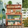 NicBex Outdoor Potting Bench Table with 4 Storage Shelves Farmhouse Solid Wood Garden Table with Side Hook - 2 of 4
