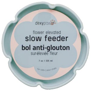 Dexypaws: Flower Elevated Slow Feeder - Sage Green - Silicone Cat Dish - 1 of 4