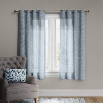 1pc 54"x84" Light Filtering Textured Weave Window Curtain Panel Blue - Threshold™
