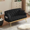 2-Seater Velvet Sofa with Tufted Back and Seat, 2 Pillows and Metal Legs for Living Room - 2 of 4
