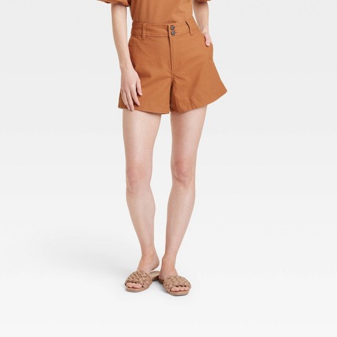 Women's High-rise Everyday Shorts - A New Day™ Brown 4 : Target