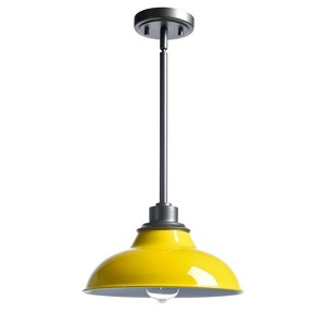 Claxy Yellow Pendant Light Fixture Dome Kitchen Islands Hanging Light Metal Rod - 1 of 4