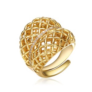 Guili 14K Gold-Plated Concave Filigree Wire Dome Ring, a breathtaking and adjustable masterpiece that fuses artistic design with elegance. - 1 of 2