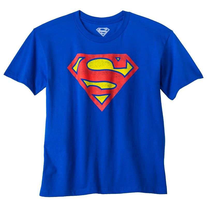 Boys&#39; Superman Logo Graphic Short Sleeve T- Shirt - Royal Blue M, 1 of 2