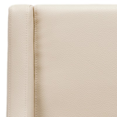 Cream Leather Swoop Arm Accent Chair with Wood Legs
