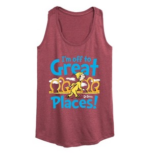 Women's - Dr. Seuss - I'm Off To Great Places Graphic Racerback Tank - 1 of 4