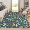 Modern Machine Washable Floral Area Rug 10 x 13 Non Slip Leaf Print Contemporary Living Room Carpet Low Pile Soft Foldable Botanical Floor Cover - 2 of 4