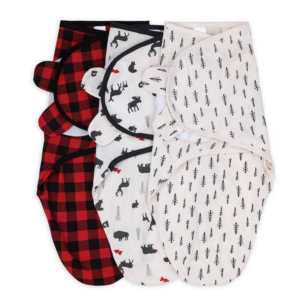 The Peanutshell Swaddle Wrap Woodland Plaid - M/L 3pk