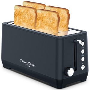 SEVOBAL Toasters 4-Slice Toaster, Extra Wide Long Slot Toaster with Warming Rack Removable Crumb Tray, Stainless Steel, Black, 14.5"*6"*7.5" - 1 of 4