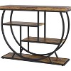3-Tier Industrial Entryway Table with Semicircular Metal Frame, Open Shelf Console Sofa Table for Living Room, Accent Table with Adjustable Feet - 4 of 4