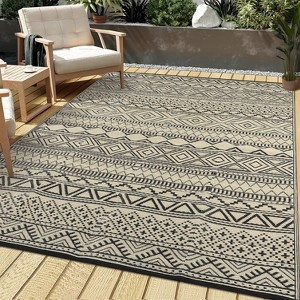 Camping Rug for Balcony Washable Easy-Clean Non-Slip Carpet Modern Boho Plastic Carpet Stain-Resistant RV Area Rug for Patio Picnic Beach - 1 of 4