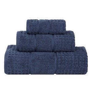 Zero Twist Cotton Waffle Honeycomb Medium Weight 3 Piece Bathroom Towel Set by Blue Nile Mills - 1 of 4