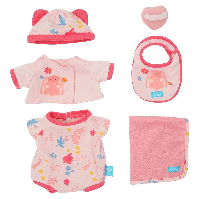 Manhattan Toy Baby Stella Welcome Baby 6 Piece Bringing Home Baby Doll Set with Hat, Bib, Onesie, Cardigan, Magnetic Pacifier and Blanket, 4 of 12