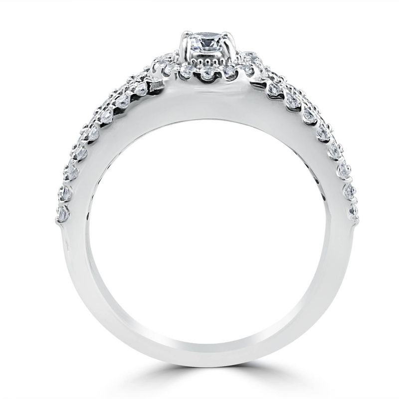 Pompeii3 1 Carat Vintage Halo Diamond Engagement Wedding Ring Set 14K White Gold, 2 of 6