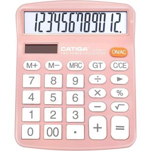 CATIGA 12-Digit Desktop Calculator, Large LCD, Sensitive Buttons, Dual Solar Power, Standard Function for Office, Home, School, CD-2786 - 1 of 4