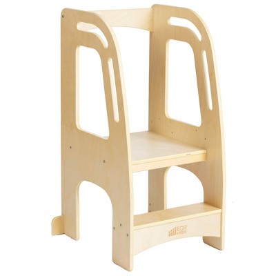 ECR4Kids Kitchen Helper Tower - Adjustable Kids Stool with Safety Rails, Natural