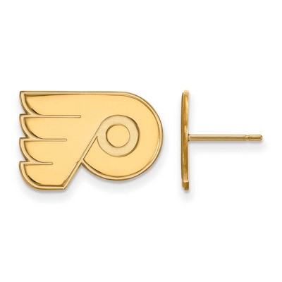 Black Bow Jewelry 14k Yellow Gold Philadelphia Flyers NHL Stud Earrings