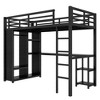 Twin XL Size Loft Bed Frame with Built-in Wardrobe Metal Loft Bed with Desk and Storage Shelves Black - 4 of 4