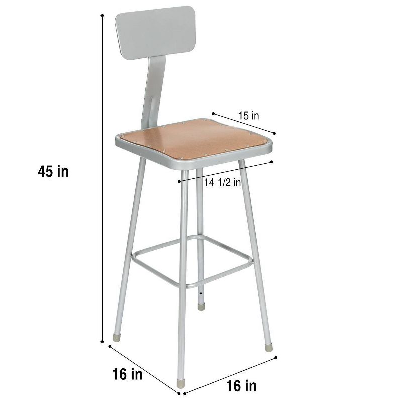 Hampden Furnishings 2pk 30&#34; Clint Collection Stool with Backrest Gray, 5 of 7