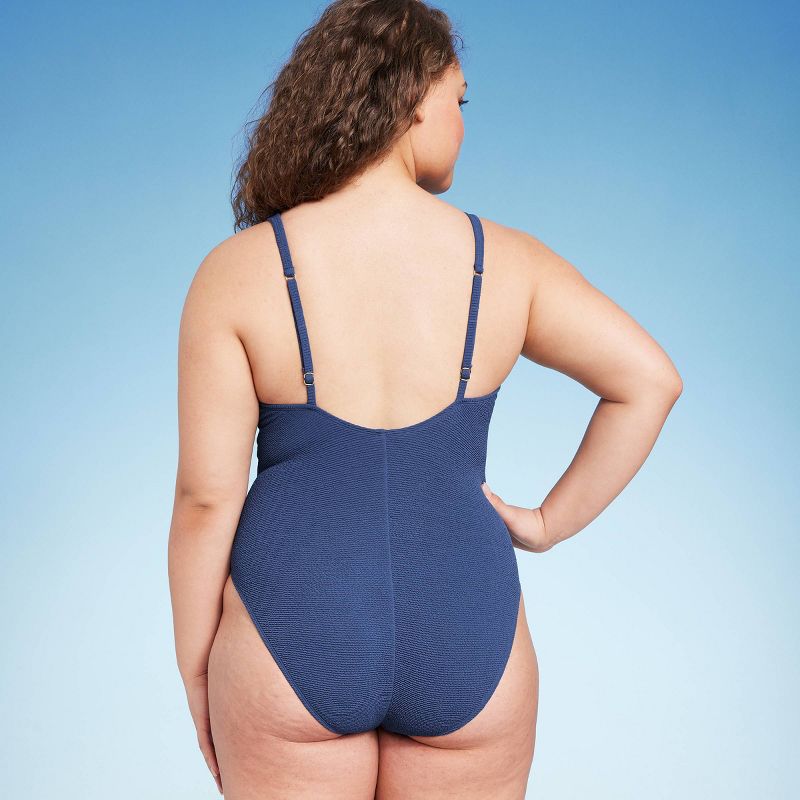 Women&#39;s Square Neck Pucker Textured High Leg One Piece Swimsuit - Shade &#38; Shore&#8482;, 6 of 11