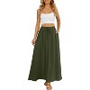Women's Flowy High-Waist Maxi Skirt - Summer Pleated Long Skirt with Pockets Army Green - 3 of 4