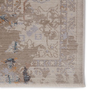 Gray and Gold Medallion Synthetic Rectangular Area Rug 8'10"x12'7"