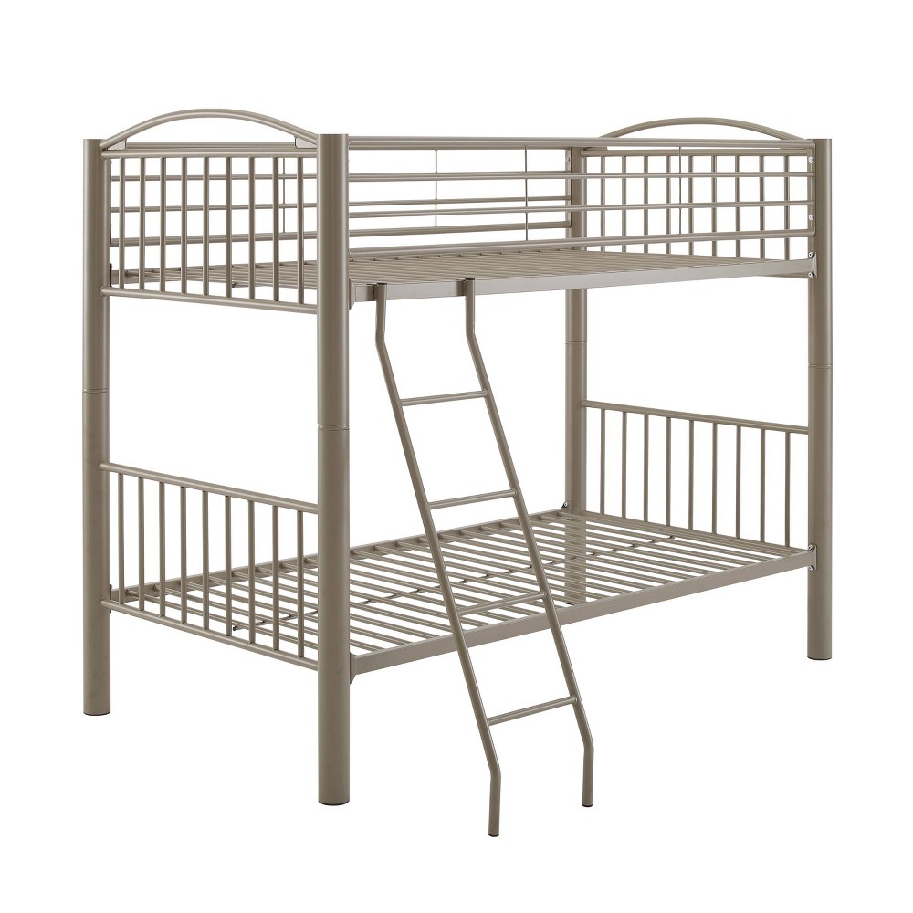 Twin Over Twin Aiden Modern Pewter Finish Metal Kids' Bunk Bed - Powell -  79751774