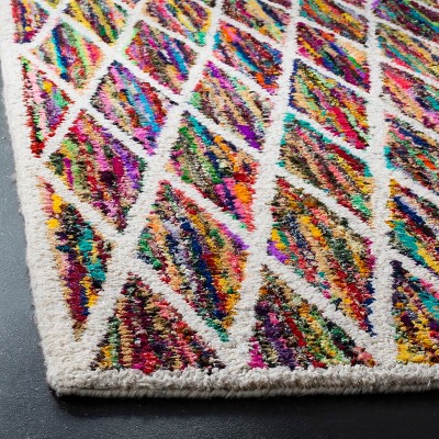 Multi-Color Geometric Pattern Hand-Tufted Wool Area Rug