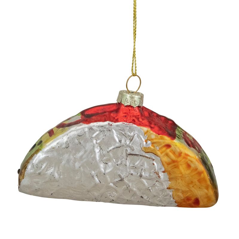 Northlight 4" Silver and Gold Taco Glass Christmas Ornament, 4 of 6