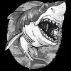 Junior's Design By Humans Great White Shark BW By MudgeStudios T-Shirt - 2 of 3