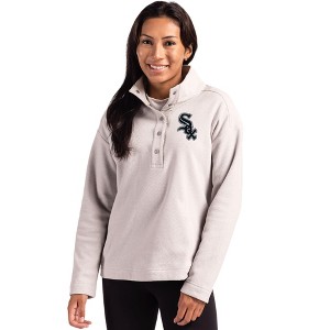 Chicago White Sox Cutter & Buck Hunts Point Eco Textured Fleece Recycled Womens Snap Pullover - 1 of 1