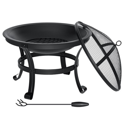 22-Inch Black Steel Free-Standing Outdoor Fire Pit