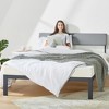 King KERA Metal & Wood Platform Bed Frame with Angled Headboard, Mellow - 3 of 4