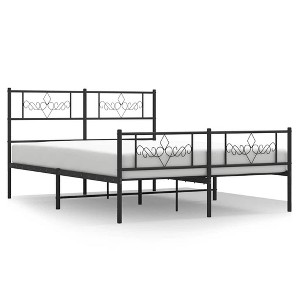 vidaXL 12" Black Queen Metal Bed Frame with Headboard & Footboard No Mattress - 1 of 4