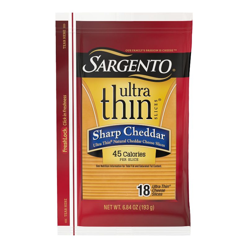 Sargento Ultra Thin Natural Sharp Cheddar Cheese Slices - 6.84oz/18ct slices, 1 of 11