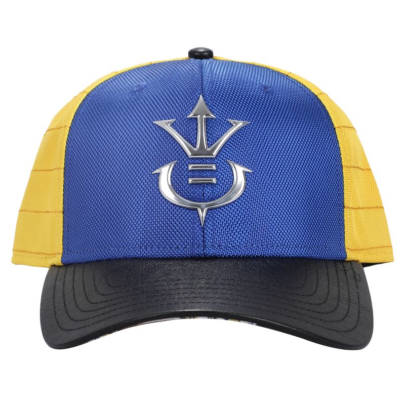 Dragon Ball Z Vegeta Super Saiyan Crest Men's Blue & Yellow Precurve Snapback Hat, 2 of 7