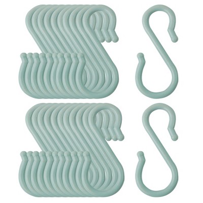 Unique Bargains Kitchen Bathroom Plastic S-Shaped Closet Holder Pots Coats Towels Hanging Hooks Hanger 24 Pcs Light Blue 3.2 x 1.5 x 0.2(L*W*H)