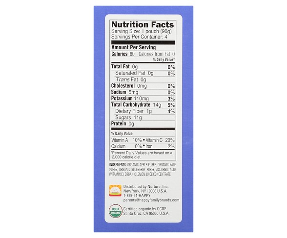 Happy Squeeze Twist Organic Apple Kale & Blueberry Pouches - 12.68oz