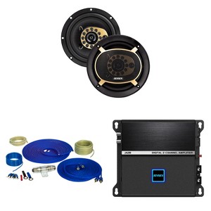 Jensen 1 Pair JS65T 6.5" 3-Way Triaxial Speakers with Jensen JA2B 2 Channel 340 Watt Amplifier and Wiring Kit - 1 of 4
