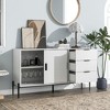 Lirago,61"D * 15.74"W * 36"H,White Modern Storage Sideboard with Sliding Glass Doors & 3 Drawers, Multi-Functional Cabinet for Entryway/Kitchen - 3 of 4