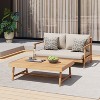Christopher Knight Home Shane Rustic Outdoor Acacia Wood Upholstered Loveseat and Coffee Table Set - 2 of 4
